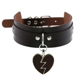 Egirl Red PU Leather Broken Heart Choker Necklace