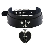 Egirl Red PU Leather Broken Heart Choker Necklace