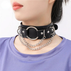 Gothic Punk Choker Necklaces Goth Chains Collar Leather Chocker Necklace