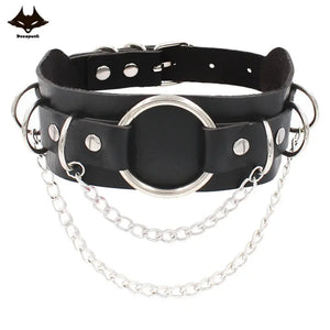 Gothic Punk Choker Necklaces Goth Chains Collar Leather Chocker Necklace