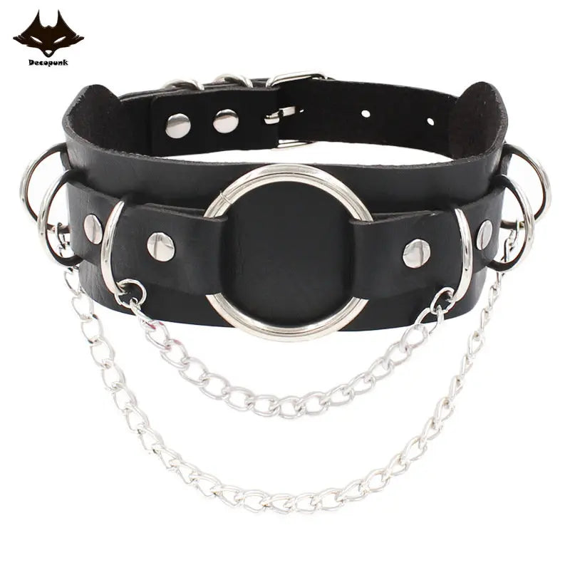 Gothic Punk Choker Necklaces Goth Chains Collar Leather Chocker Necklace