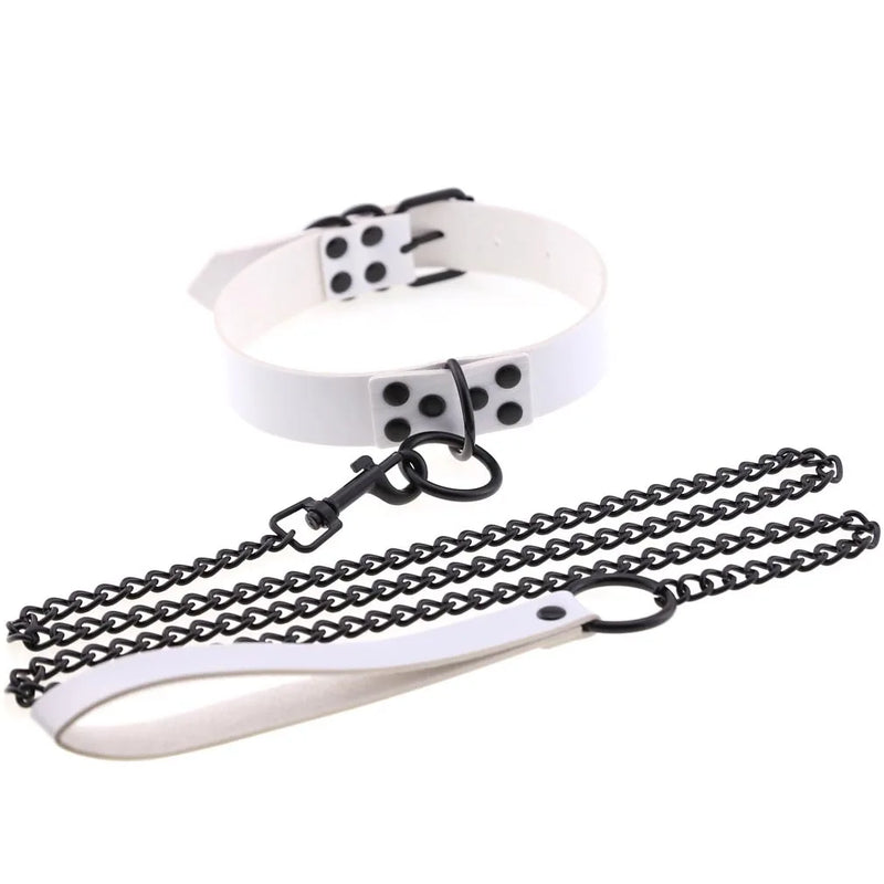 Sexy Rivet Dark Punk Gothic PU Leather Traction Rope Chain Necklace