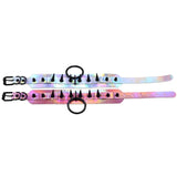 Gothic Rivets Spike Laser Hologram PU Leather Choker Necklace