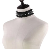 Halloween Sexy Gothic Punk Wrinkled Lace Necklace Neck Leather Rivet Collar