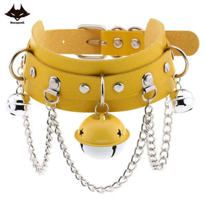 Harajuku PU Leather Choker Necklace Long Chain Pendant Torques Jewelry