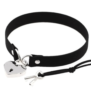 Metal Lock Heart Choker Collar Cosplay Necklace Couple Gift Goth Jewelry