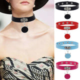 Gothic Cross Pendant Choker Necklace for Anime Lovers