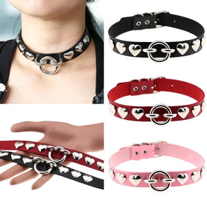 Gothic Heart Spike Choker Collar Chain Necklace