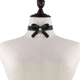 Gothic Choker Necklace Bowknot Bell Leather Kpop Punk Harajuku Jewelry