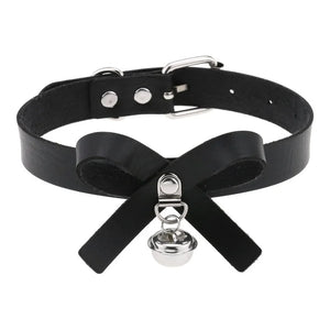 Gothic Choker Necklace Bowknot Bell Leather Kpop Punk Harajuku Jewelry