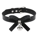 Gothic Choker Necklace Bowknot Bell Leather Kpop Punk Harajuku Jewelry