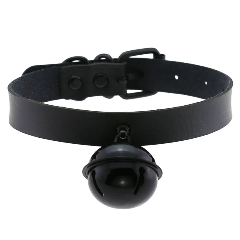 PU Leather Big Bell Choker Necklace Gothic Harajuku Jewelry Collar