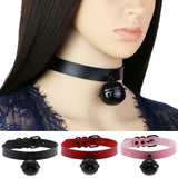 PU Leather Big Bell Choker Necklace Gothic Harajuku Jewelry Collar