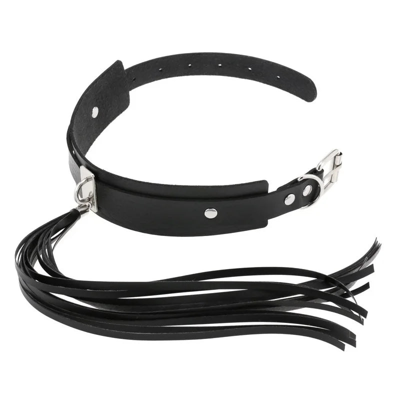 Punk Gothic Leather Tassel Choker Necklace Vintage Statement Jewelry
