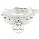 Star Pendant Choker Punk Collar Studded Rivets Leather Necklace