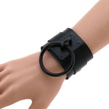 O-Round Leather Bracelet for Women Girls Punk Gothic Wide Bangle