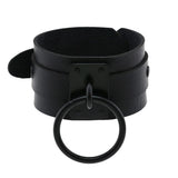 O-Round Leather Bracelet for Women Girls Punk Gothic Wide Bangle