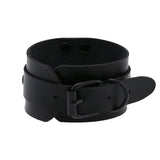 O-Round Leather Bracelet for Women Girls Punk Gothic Wide Bangle
