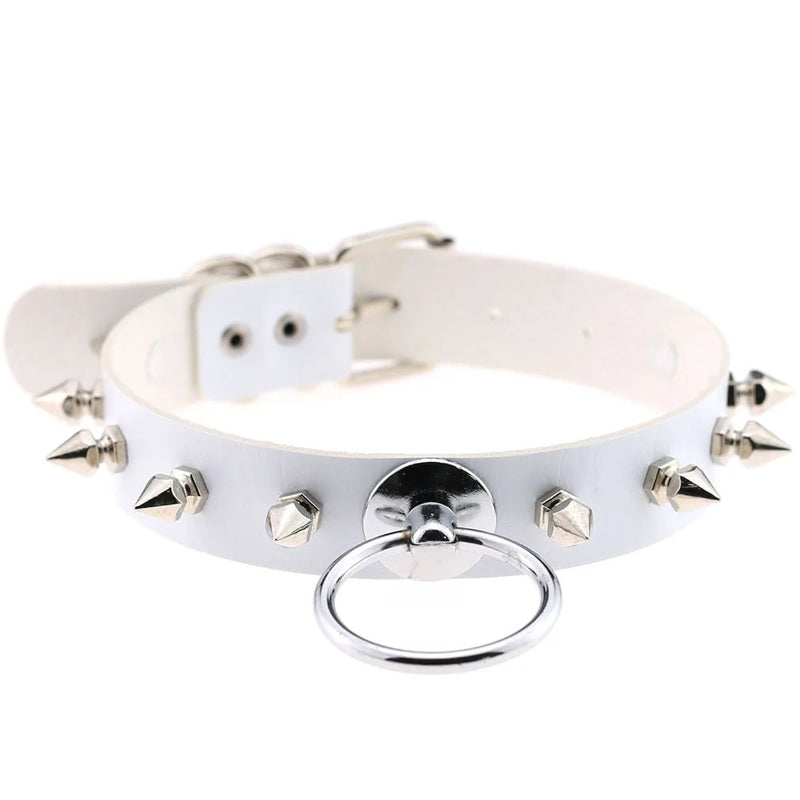 Spike Choker Collar Harness Necklace Punk Leather Gothic Jewelry
