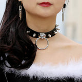 Spike Choker Collar Harness Necklace Punk Leather Gothic Jewelry