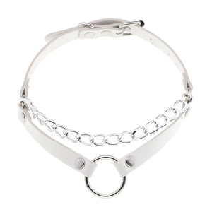 Punk Metal Circle Chains PU Leather Choker Collar Harajuku Necklaces
