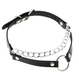 Punk Metal Circle Chains PU Leather Choker Collar Harajuku Necklaces