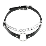 Punk Metal Circle Chains PU Leather Choker Collar Harajuku Necklaces