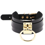 Sexy Harajuku Choker Punk Leather Collar Necklace Golden Silver Metal