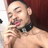 Sexy Harajuku Choker Punk Leather Collar Necklace Golden Silver Metal