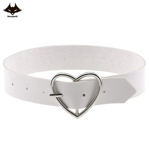 Harajuku PU Leather Girls Heart Pendant Necklaces Women Punk Neck Gothic Choker