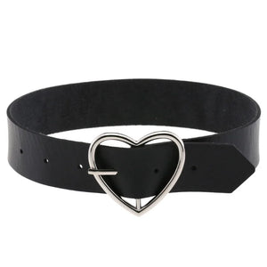 Harajuku PU Leather Girls Heart Pendant Necklaces Women Punk Neck Gothic Choker