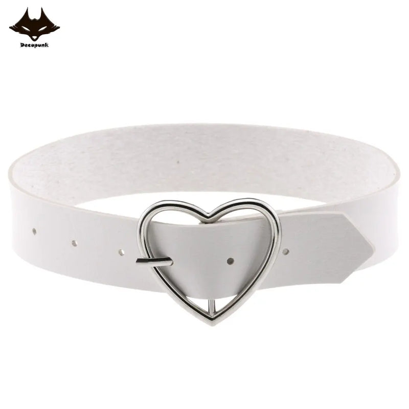 Harajuku PU Leather Girls Heart Pendant Necklaces Women Punk Neck Gothic Choker