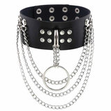Sexy Punk Multilayer Chains Chokers Collar Metal Leather Bondage Gothic