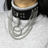 Sexy Punk Multilayer Chains Chokers Collar Metal Leather Bondage Gothic