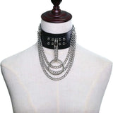 Sexy Punk Multilayer Chains Chokers Collar Metal Leather Bondage Gothic
