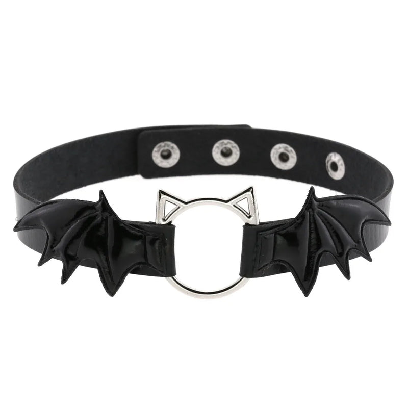 Sexy Cat Gothic Collar Necklaces Jewelry Gift Goth Leather Wings