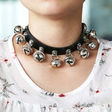 Women Punk Gothic Leather Choker Heart Necklace