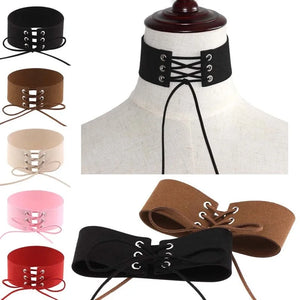 Sexy Lace Up Anime Velvet Choker Necklace for Women