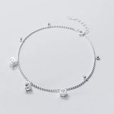 Silver 925 Anklet Bracelet Leg Chain with Zircon Beads