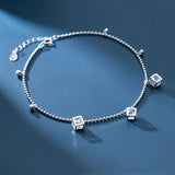 Silver 925 Anklet Bracelet Leg Chain with Zircon Beads