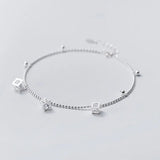Silver 925 Anklet Bracelet Leg Chain with Zircon Beads