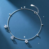 Silver 925 Anklet Bracelet Leg Chain with Zircon Beads