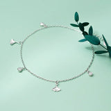 925 Sterling Silver Apricot Leaf Adjustable Anklets for Women