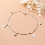 925 Sterling Silver Apricot Leaf Adjustable Anklets for Women
