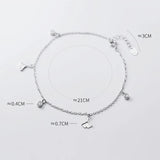 925 Sterling Silver Apricot Leaf Adjustable Anklets for Women