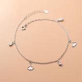 925 Sterling Silver Apricot Leaf Adjustable Anklets for Women