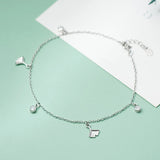 925 Sterling Silver Apricot Leaf Adjustable Anklets for Women