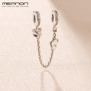 Butterflies Safety Chain 925 Silver Charm for Bracelets