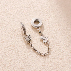 Butterflies Safety Chain 925 Silver Charm for Bracelets