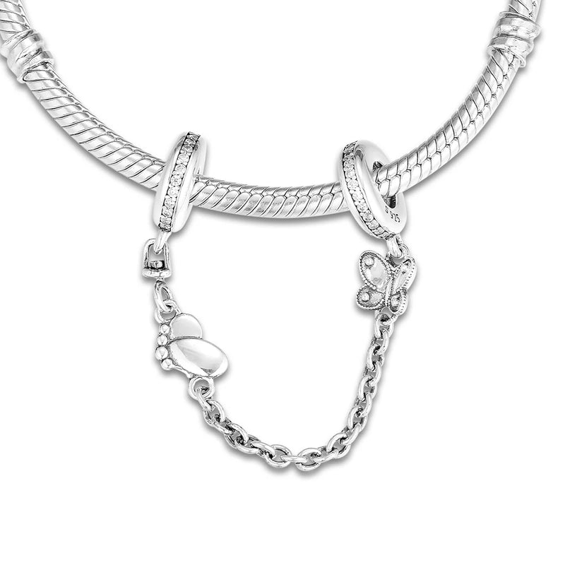 Butterflies Safety Charm 925 Sterling Silver for Bracelets Necklace Gift